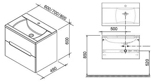 Тумба-умывальник подвесная Ravak SD Classic II 80 L белый X000000914+XJDP1180000
