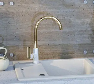 Смеситель для кухни IDDIS Cloud белый/золото CLOWG00i05, 3