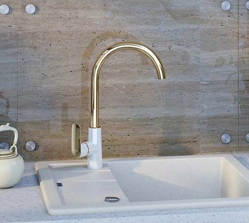 Смеситель для кухни IDDIS Cloud белый/золото CLOWG00i05