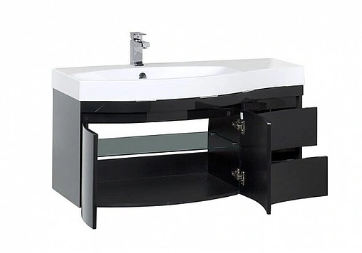 Тумба под умывальник подвесная Aquanet Опера 115 L чёрный 00169612