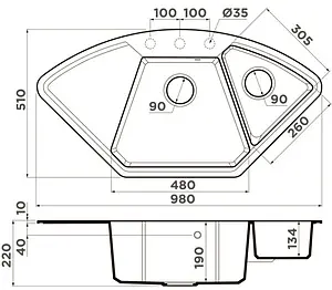 Мойка кухонная Omoikiri Yonaka 98-C-GR leningrad grey 4993714, 2