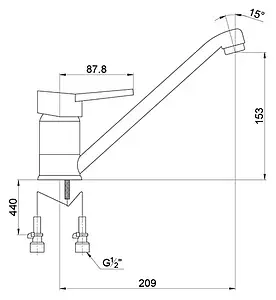 Смеситель для кухни Timo Junior-Inox 1903F chrome, 2