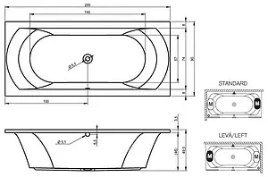 Ванна акриловая Riho LIMA 200x90 B054001005, 3