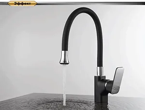 Смеситель для кухни с гибким изливом D&K Berlin Technische чёрный/хром DA1432915 Смеситель для кухни с гибким изливом D&K Berlin Technische чёрный/хром DA1432915, 3