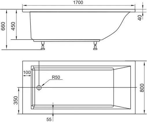 Ванна из искусственного камня Toni Arti Pietra 170x80 белый TA-P17080