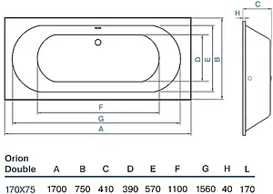 Ванна акриловая Koller Pool Orion Double 170х75, 2