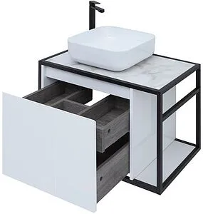 Тумба под умывальник подвесная Aquanet Nova Lite LOFT 75 L белый глянец 00261650, 4