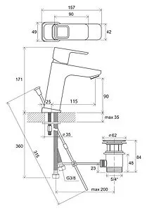 Смеситель для раковины Ravak 10° хром X070061 Смеситель для раковины Ravak 10° хром X070061, 2