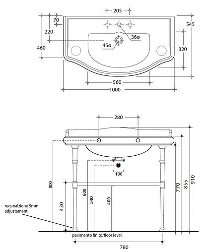 Раковина Kerasan Retro 100 белый 105001*3