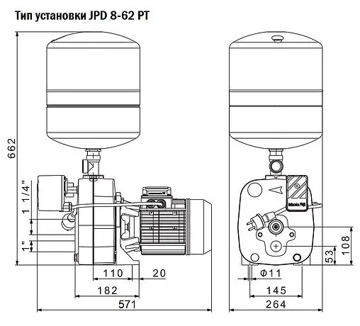 Станция автоматического водоснабжения Grundfos JPD 8-62 PT-V 99074055