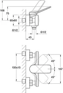 Смеситель для душа Cersanit Odra хром 63052 Смеситель для душа Cersanit Odra хром 63052, 2