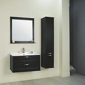 Шкаф-пенал подвесной с бельевой корзиной Aquaton Леон 30 ясень чёрный 1A186503LBPT0, 3