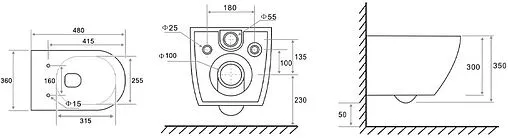 Комплект 6 в 1 TECEspring Base K K401103WCK с кнопкой TECEspring R 9940103 белый глянцевый/хром глянцевый