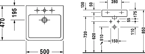 Раковина Duravit Vero 50 белый 0454500000