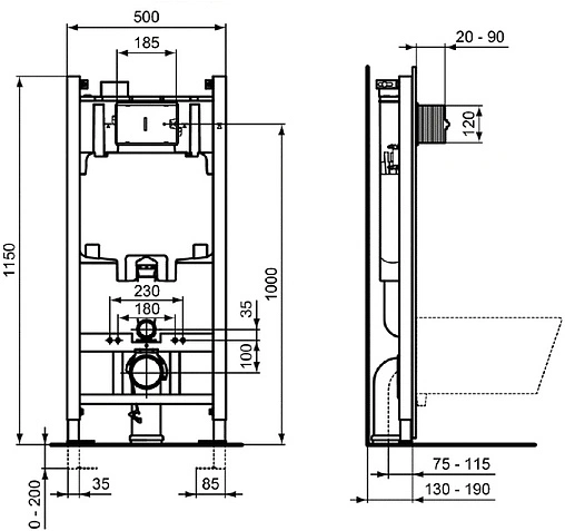Комплект 4 в 1 Ideal Standard I.Life B RimLS+ RI461402