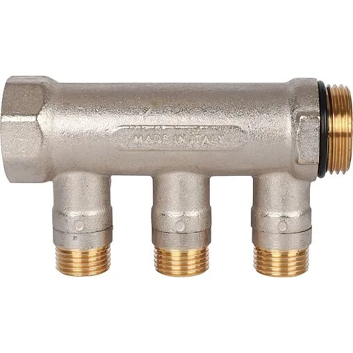 Коллектор запорный проходной 3 отвода красный 1"в/н x ½"н Stout SMB 6210 011203