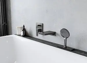 Подключение лейки на борт ванны Hansgrohe sBox Square шлифованный чёрный хром 28010340, 3