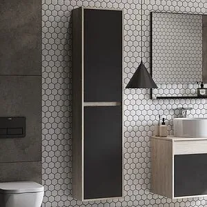 Шкаф-пенал подвесной Aquaton Лофт Урбан 37 серый графит/дуб орегон 1A248103LQX60, 4