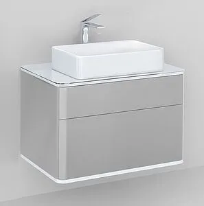 Тумба-умывальник подвесная Jorno Pastel 80 французский серый Pas.01.82/P/GR+MLN-7050H Тумба-умывальник подвесная Jorno Pastel 80 французский серый Pas.01.82/P/GR+MLN-7050H, 3