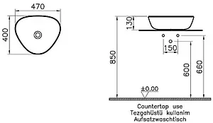 Раковина VitrA Plural 47 белый матовый 7812B401-0016 Раковина VitrA Plural 47 белый матовый 7812B401-0016, 2