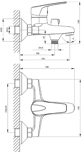 Смеситель для ванны Rossinka хром D40-30