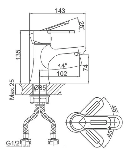 Смеситель для раковины D&amp;K Paulinus Rhein хром DA1352141