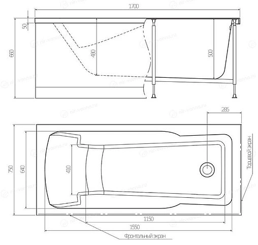 Ванна акриловая Alex Baitler Madin 170x75 00-A0006521