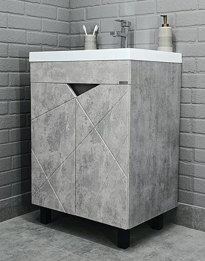 Тумба под умывальник напольный Домино Vector 60 метрополитан грей/бетон серый DV6612T
