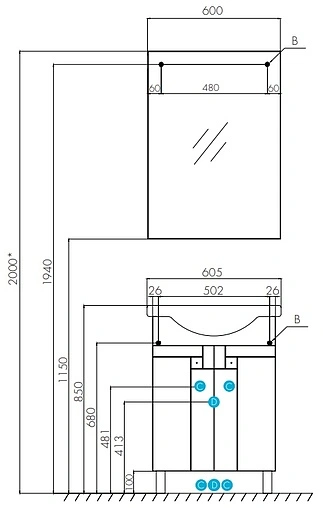 Зеркало Aquaton Фиджи 60 1A179502FG010 Зеркало Aquaton Фиджи 60 1A179502FG010