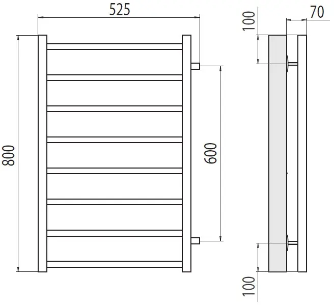 Полотенцесушитель водяной лесенка Terminus Вега П8 500х800 бп600 полированная сталь 4670078530011 Полотенцесушитель водяной лесенка Terminus Вега П8 500х800 бп600 полированная сталь 4670078530011, 2