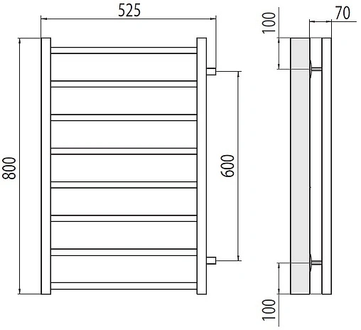 Полотенцесушитель водяной лесенка Terminus Вега П8 500х800 бп600 полированная сталь 4670078530011