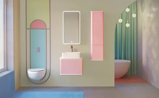 Шкаф-зеркало Jorno Pastel 46 R розовый иней Pas.03.46/PI