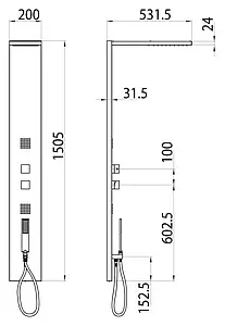 Душевая панель со смесителем для душа Bossini Manhattan Panel 4 Monocomando хром L00891.030 Душевая панель со смесителем для душа Bossini Manhattan Panel 4 Monocomando хром L00891.030, 2