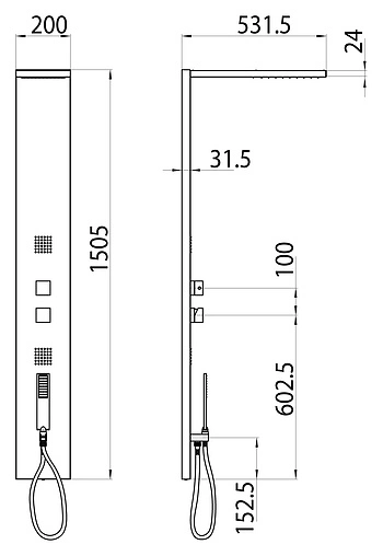 Душевая панель со смесителем для душа Bossini Manhattan Panel 4 Monocomando хром L00891.030