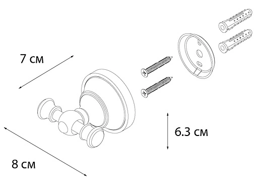 Крючок двойной Fixsen Bogema gold золото/белый с рисунком FX-78505AG