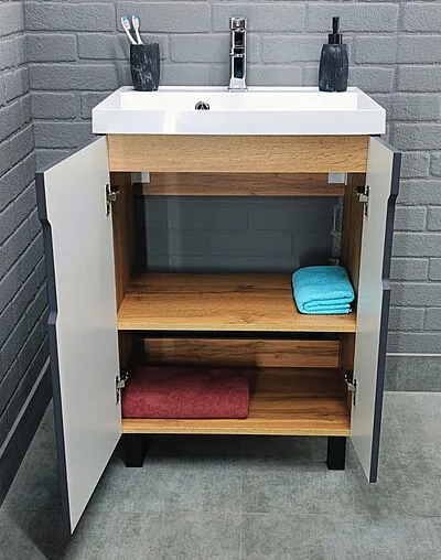 Тумба под умывальник напольный Айсберг Марта 60 дуб вотан DA3502T