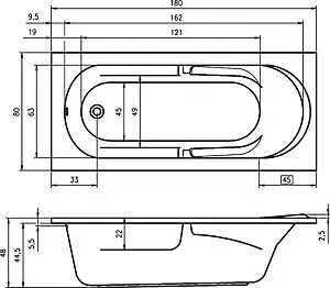 Ванна акриловая Riho FUTURE 180x80 B074001005, 4