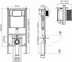 Инсталляция для подвесного унитаза Loranto 4501 Инсталляция для подвесного унитаза Loranto 4501, 2