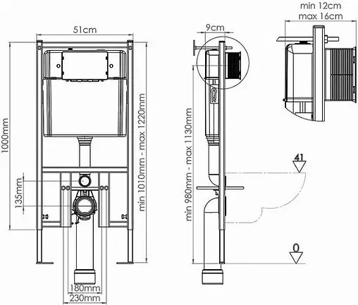 Инсталляция для подвесного унитаза Loranto 4501 Инсталляция для подвесного унитаза Loranto 4501