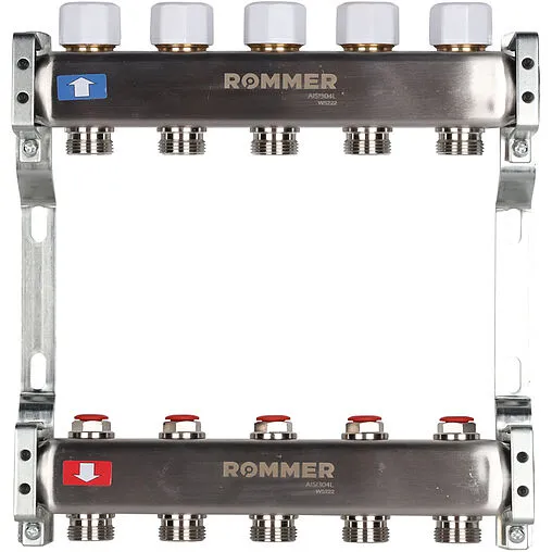 Группа коллекторная без расходомеров 5 отводов 1&quot;в/в x ¾&quot;ек Rommer RMS-3200-000005