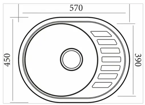 Мойка кухонная Vladiks нержавеющая сталь L-457L Мойка кухонная Vladiks нержавеющая сталь L-457L