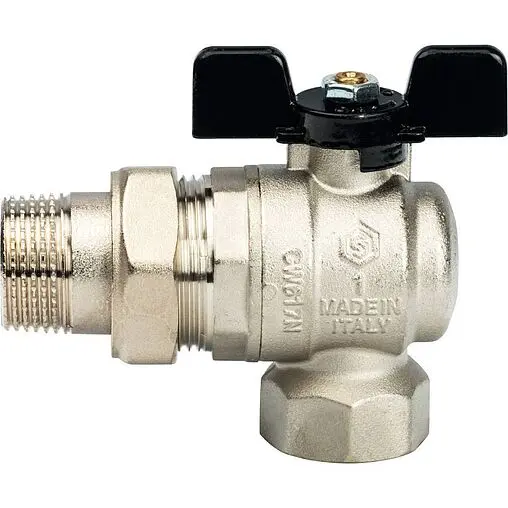 Кран шаровый с американкой угловой 1"в x 1"н Stout SVB-0008-000025