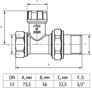 Вентиль запорный прямой ½" в/н Uni-Fitt 170N2000 Вентиль запорный прямой ½" в/н Uni-Fitt 170N2000, 2