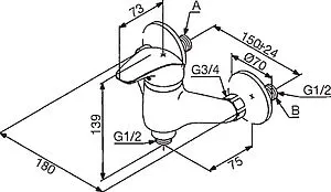 Смеситель для душа Damixa Space хром 102000000, 2