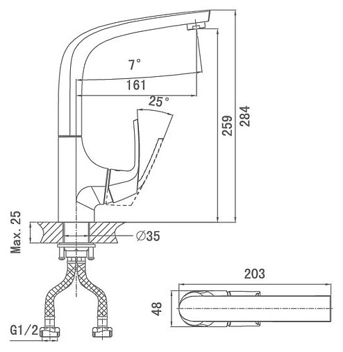 Смеситель для кухни D&amp;K Feuerbach Rhein хром DA1282401
