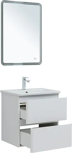 Тумба-умывальник подвесная Aquanet Эмбер 60 белый матовый 00330465+11060-KL