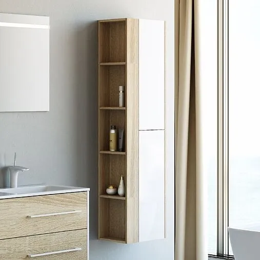 Шкаф-пенал подвесной Aqwella Miami 40 белый/дуб сонома Mai.05.04