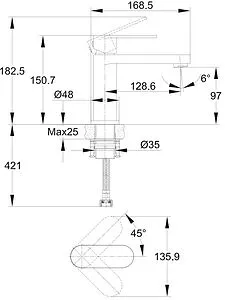 Смеситель для раковины Cersanit Elio хром 63044, 2