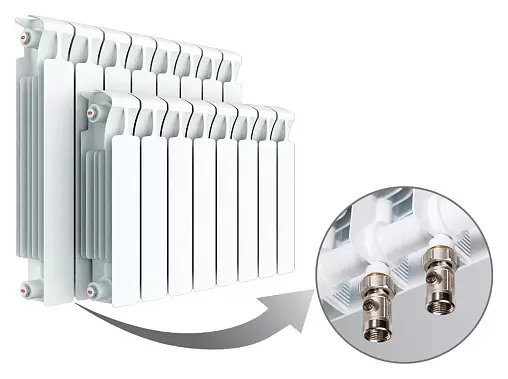 Радиатор биметаллический 8 секций нижнее левое подключение Rifar Monolit Ventil 350 RMVL35008