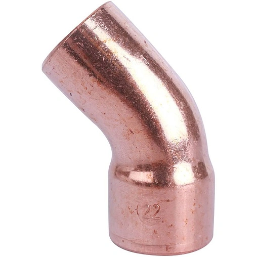 Отвод пайка однораструбный 22мм угол 45° Sanha 5040 1504022